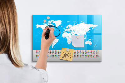 Schreib magnettafel Weltkarte mit Fotostandorten
