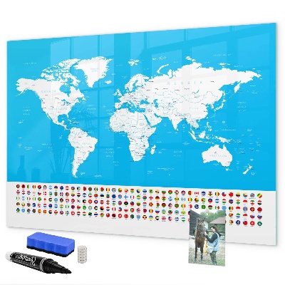Schreib magnettafel Weltkarte mit Fotostandorten