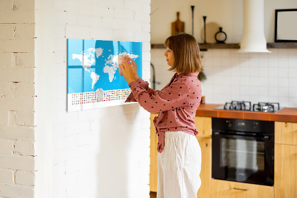 Schreib magnettafel Weltkarte mit Fotostandorten