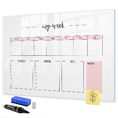Schreib magnettafel Wochenplaner mit Platz für Fotos