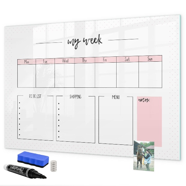 Schreib magnettafel Wochenplaner mit Platz für Fotos