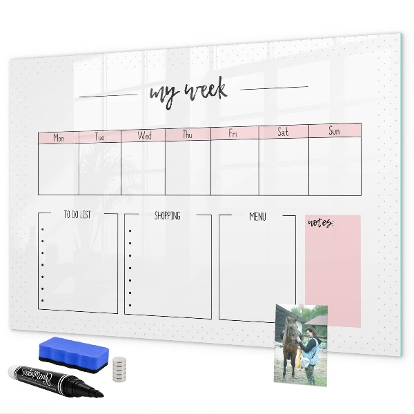 Schreib magnettafel Wochenplaner mit Platz für Fotos