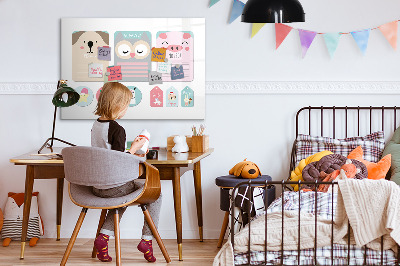 Magnettafel zum schreiben Bunte Notizen und Fotos an der Wand