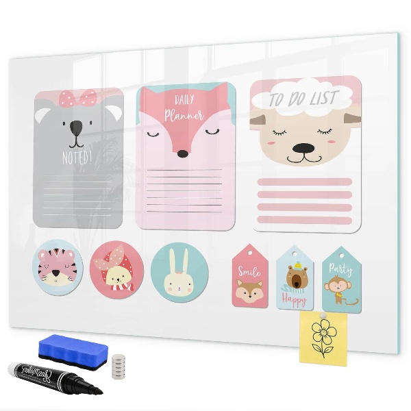 Schreib magnettafel Bunter Planer mit Tiermotiven