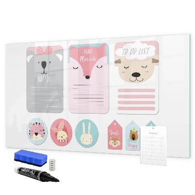 Schreib magnettafel Bunter Planer mit Tiermotiven
