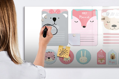 Schreib magnettafel Bunter Planer mit Tiermotiven