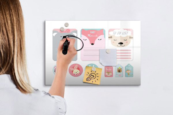 Schreib magnettafel Bunter Planer mit Tiermotiven