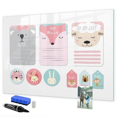 Schreib magnettafel Bunter Planer mit Tiermotiven