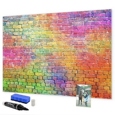 Magnettafel zum schreiben Eine farbenfrohe Wand mit Platz für Fotos