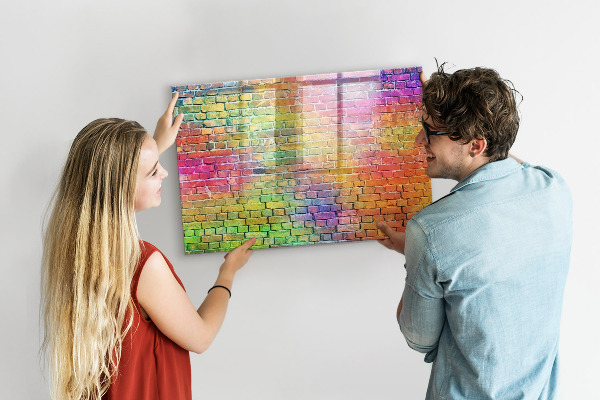 Magnettafel zum schreiben Eine farbenfrohe Wand mit Platz für Fotos