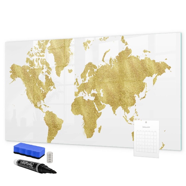 Schreib magnettafel Weltkarte mit Platz für Fotos