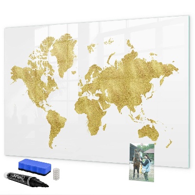 Schreib magnettafel Weltkarte mit Platz für Fotos