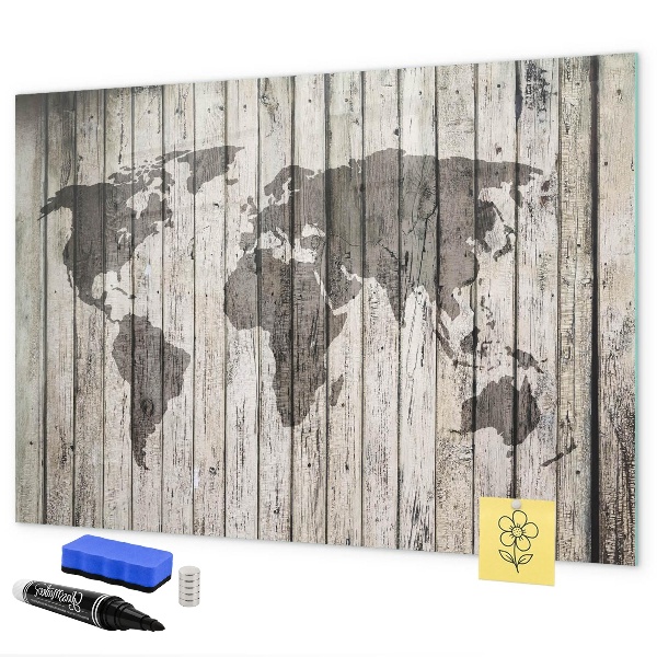Schreib magnettafel Weltkarte mit Platz für Fotos