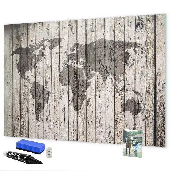Schreib magnettafel Weltkarte mit Platz für Fotos