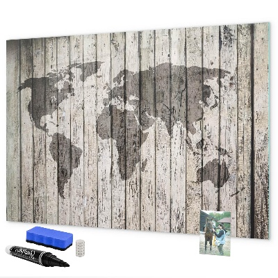 Schreib magnettafel Weltkarte mit Platz für Fotos