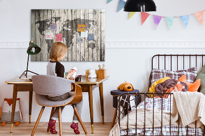 Schreib magnettafel Weltkarte mit Platz für Fotos