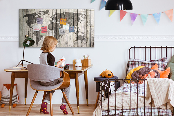 Schreib magnettafel Weltkarte mit Platz für Fotos