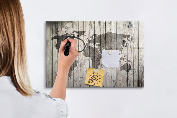 Schreib magnettafel Weltkarte mit Platz für Fotos