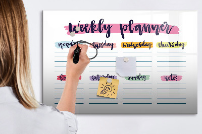 Magnettafel zum schreiben Wochenplaner mit Platz für Fotos