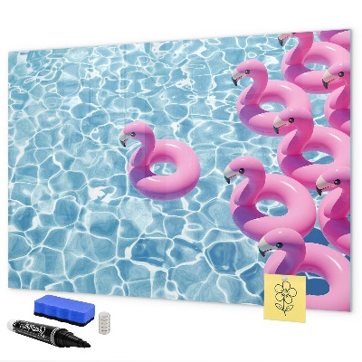 Schreib magnettafel Fröhliche Momente am Wasser mit Flamingos