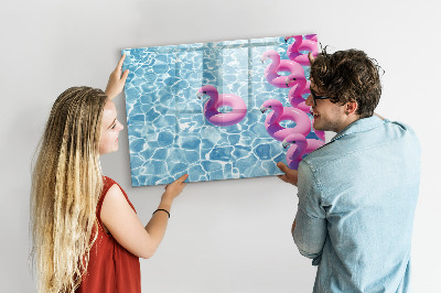 Schreib magnettafel Fröhliche Momente am Wasser mit Flamingos