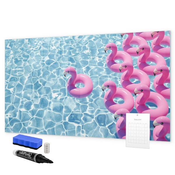 Schreib magnettafel Fröhliche Momente am Wasser mit Flamingos
