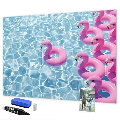 Schreib magnettafel Fröhliche Momente am Wasser mit Flamingos