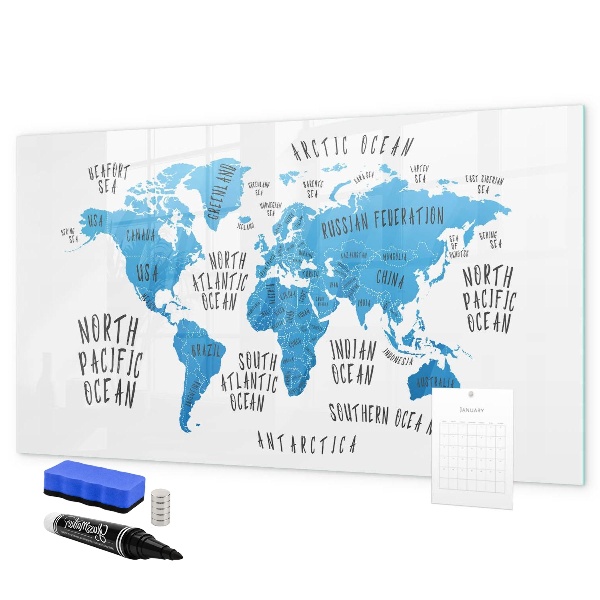 Magnettafel zum schreiben Weltkarte zur Fotopersonalisierung