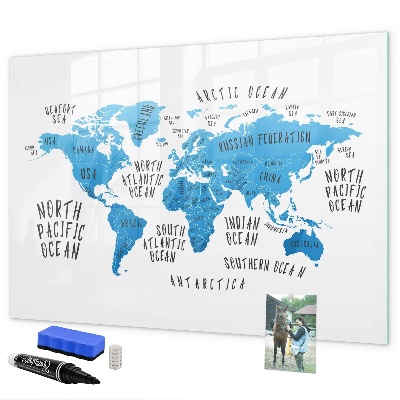 Magnettafel zum schreiben Weltkarte zur Fotopersonalisierung