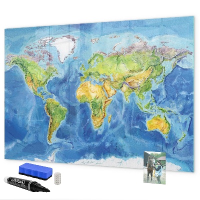 Schreib magnettafel Weltkarte mit Fotostandorten
