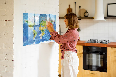 Schreib magnettafel Weltkarte mit Fotostandorten