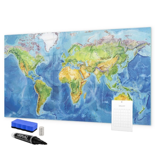Schreib magnettafel Weltkarte mit Fotostandorten