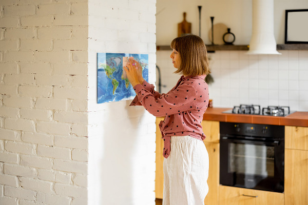 Schreib magnettafel Weltkarte mit Fotostandorten