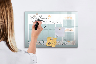 Magnettafel zum schreiben Wochenplaner mit Platz für Fotos
