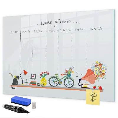 Schreib magnettafel Wochenplaner mit Fotos und Notizen