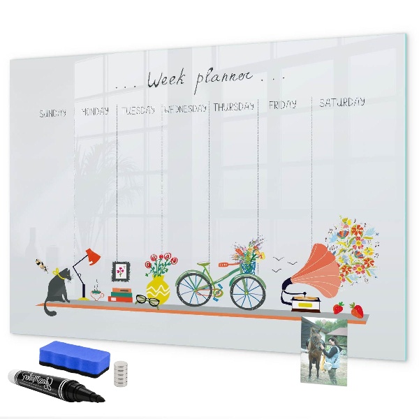 Schreib magnettafel Wochenplaner mit Fotos und Notizen