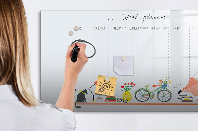 Schreib magnettafel Wochenplaner mit Fotos und Notizen