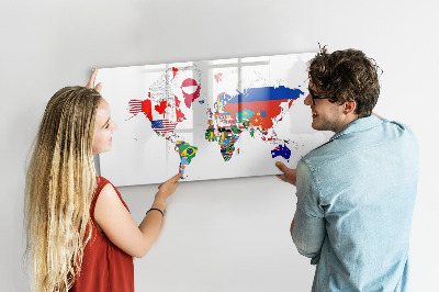 Schreib magnettafel Weltkarte mit Fotostandorten