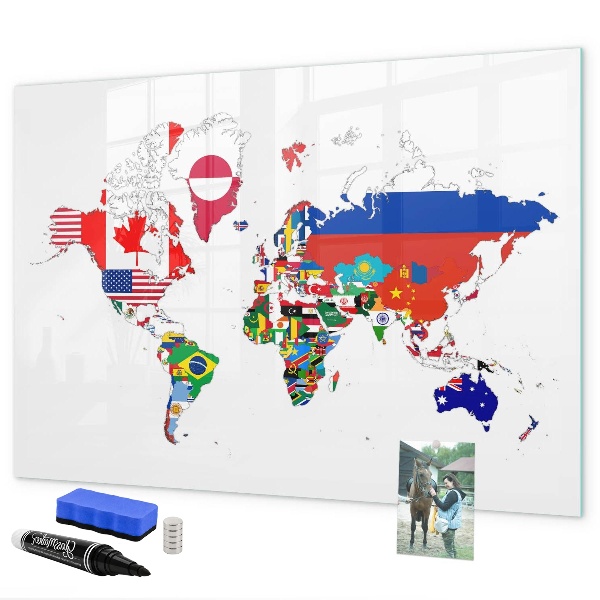 Schreib magnettafel Weltkarte mit Fotostandorten
