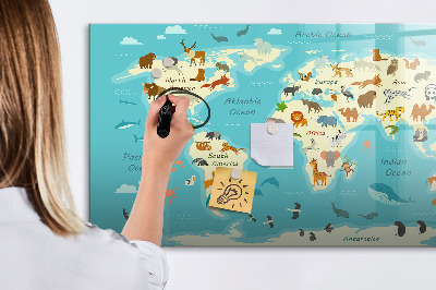 Schreib magnettafel Weltkarte mit Illustrationen und Fotos