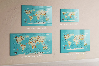Schreib magnettafel Weltkarte mit Illustrationen und Fotos