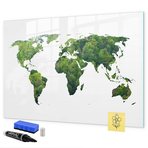 Magnettafel zum schreiben Grüne Weltkarte mit Fotos
