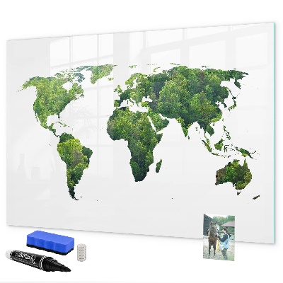 Magnettafel zum schreiben Grüne Weltkarte mit Fotos