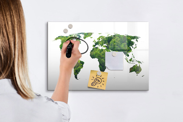 Magnettafel zum schreiben Grüne Weltkarte mit Fotos