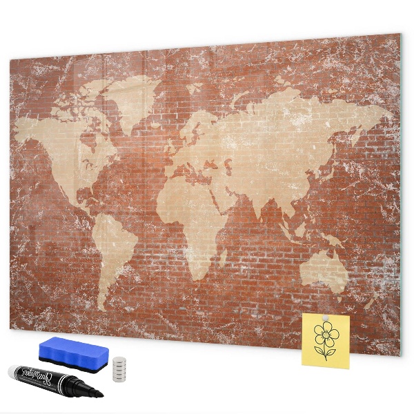 Magnettafel zum schreiben Weltkarte mit Fotostandorten