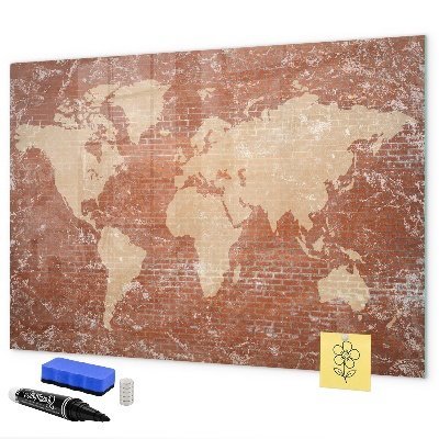 Magnettafel zum schreiben Weltkarte mit Fotostandorten