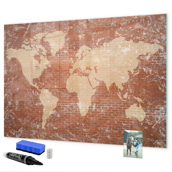 Magnettafel zum schreiben Weltkarte mit Fotostandorten