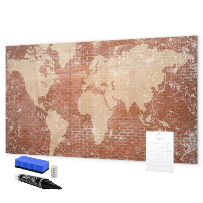 Magnettafel zum schreiben Weltkarte mit Fotostandorten