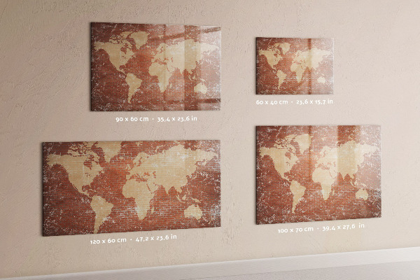 Magnettafel zum schreiben Weltkarte mit Fotostandorten