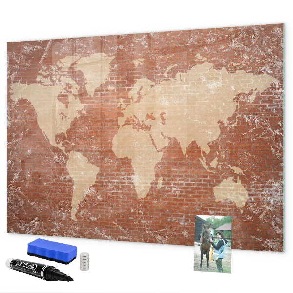 Magnettafel zum schreiben Weltkarte mit Fotostandorten